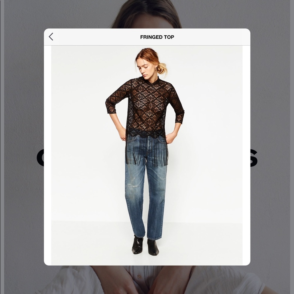 Never Worn Zara Fringed Top